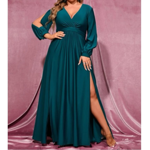 Plus size slit thigh party formal evening holidays dress - Picture 1 of 7